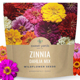 Sweet Yards Zinnia Dahlia Mix seeds ready to sow for a color-packed garden.