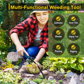 SWELGO weed puller with ergonomic plastic handle for comfortable gardening sessions.