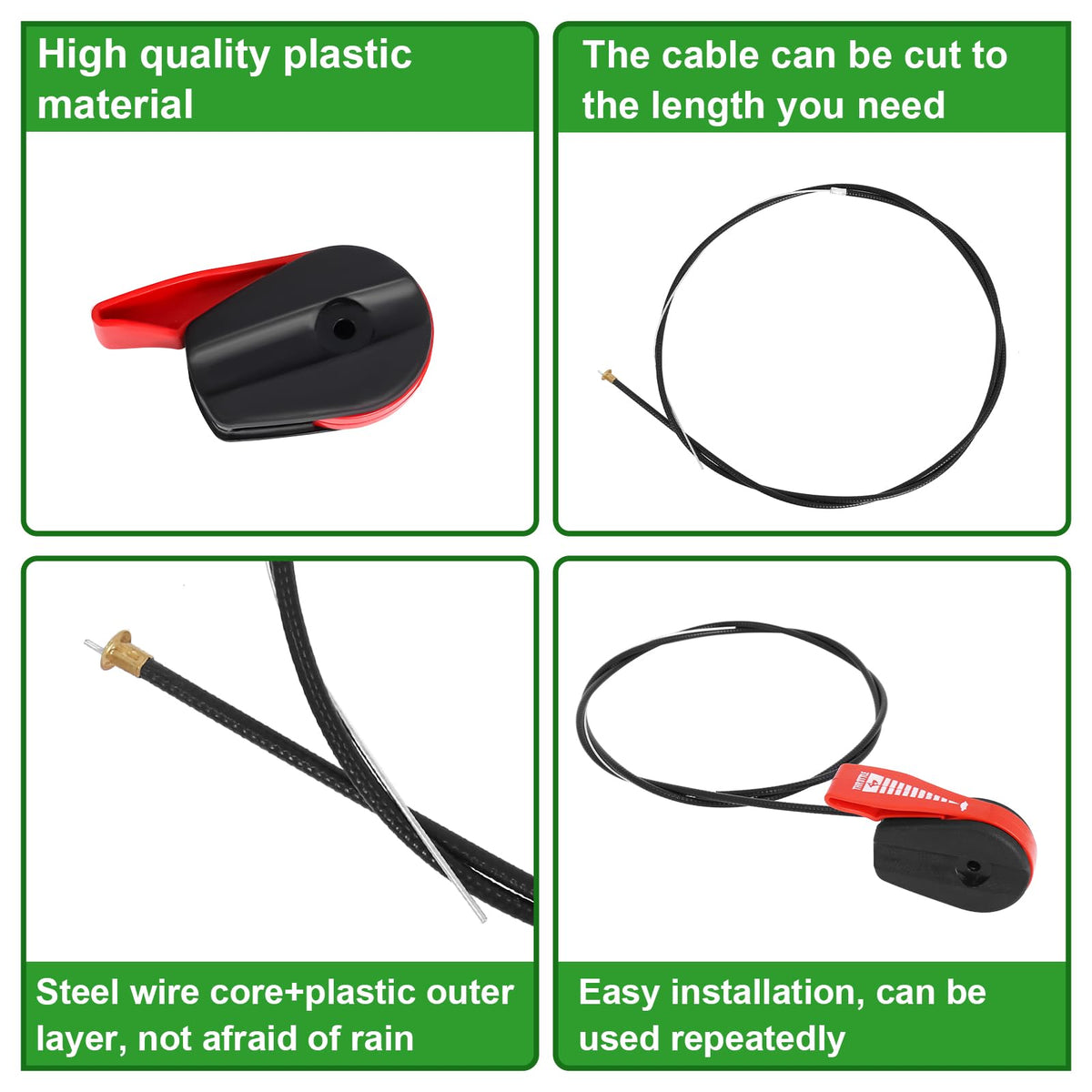 Swess outer sheath protects the cable for durable, weather-resistant operation.