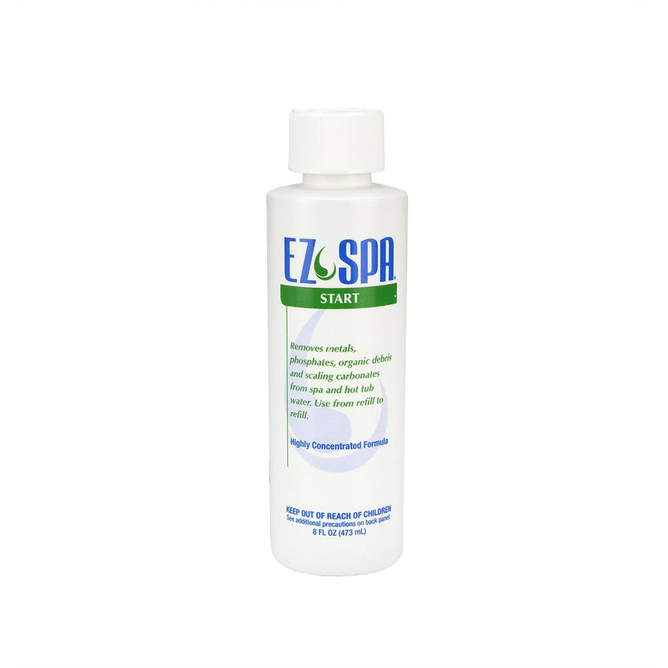 Swim Central EZ Spa Start bottle front showing concentrated formula for clear spa water