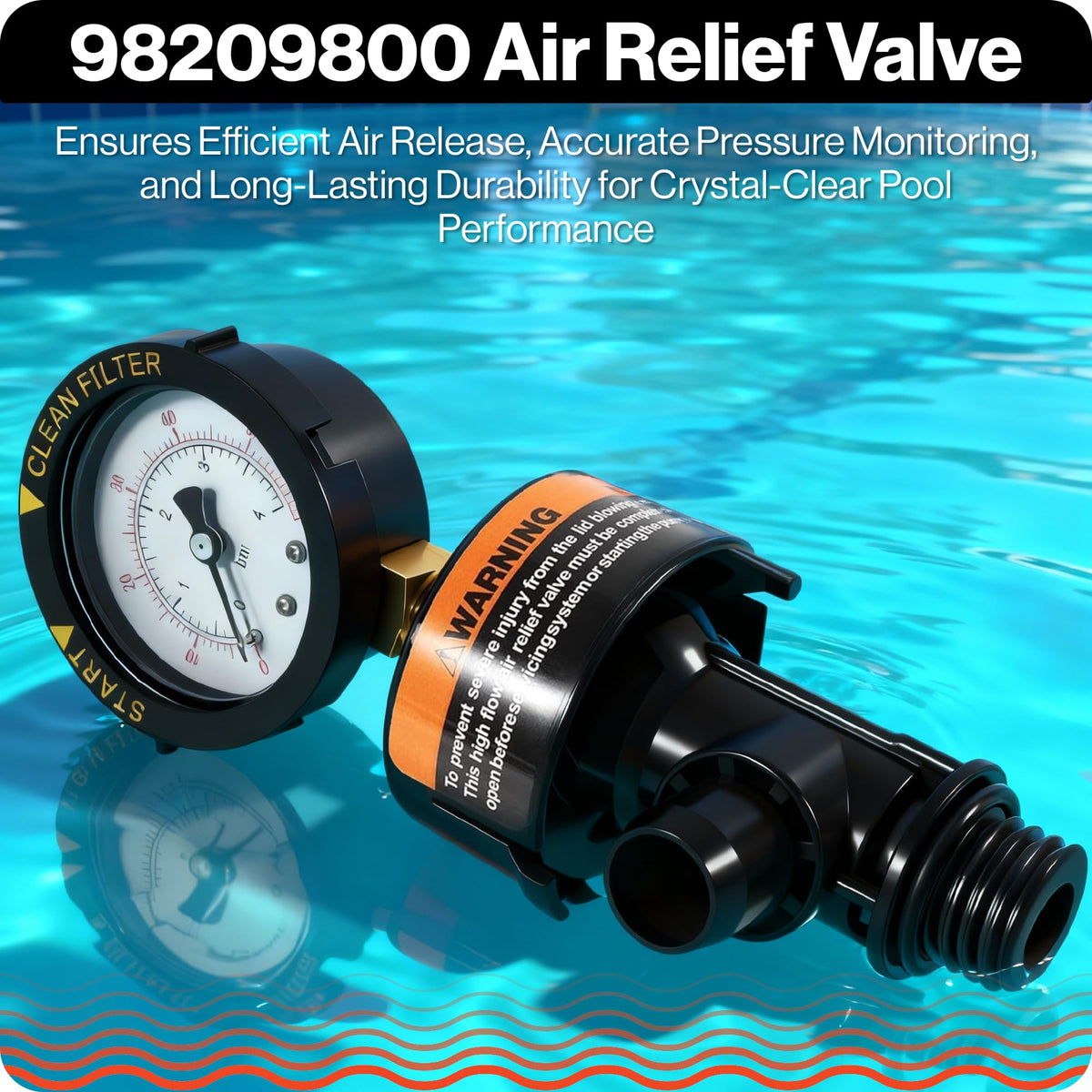 Swimables complete kit showing gauge and relief valve for easy pool maintenance