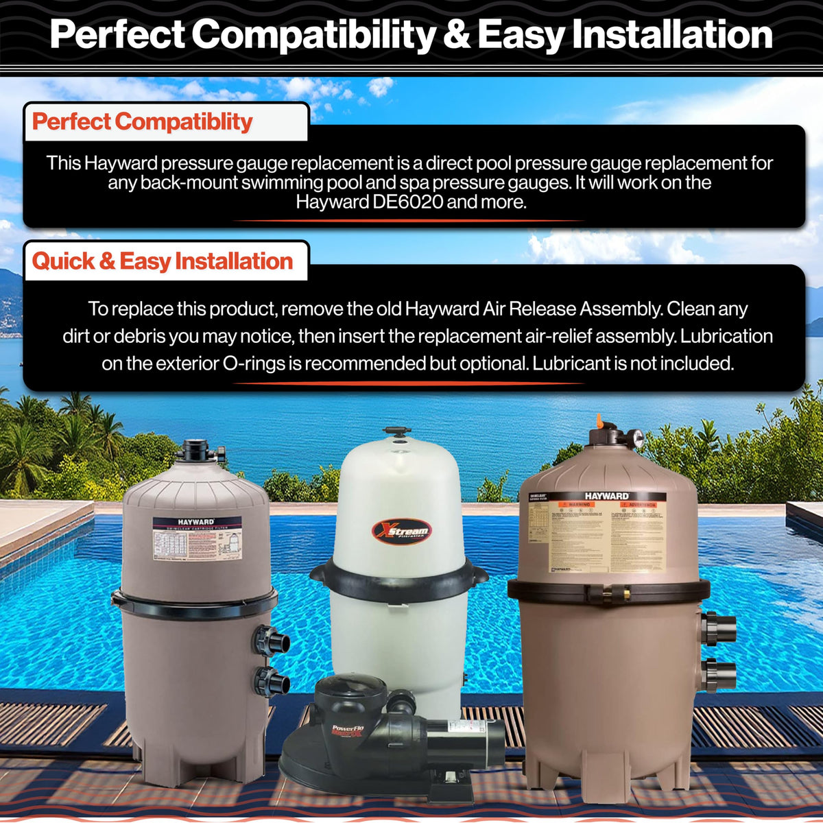 Hayward compatibility with Swimables ECX2712B1 gauge across ProGrid SwimClear XStream