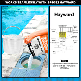 Swimables heavy-duty plastic debris-filtering basket captures diverse debris