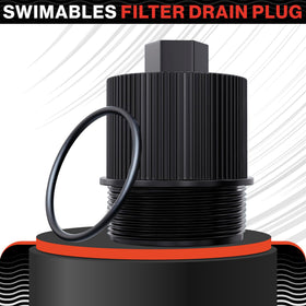 Swimables drain plug assembly for Pentair CCP filters with heavy-duty plastic body