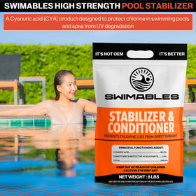 Swimables pool stabilizer quick-dissolve action for faster chlorine protection