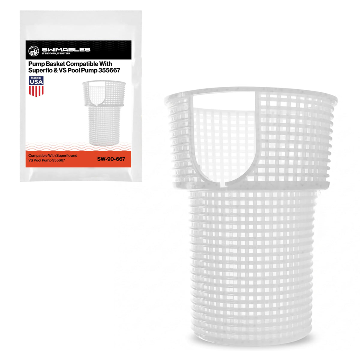 Swimables pump basket captures debris to protect Pentair SuperFlo pump.