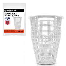 Swimables pump basket front view showing 3x stronger construction for durable filtration