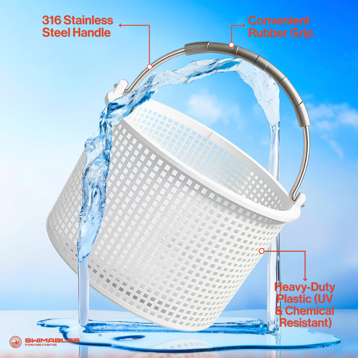 Swimables SP1082CA replacement basket in action for inground skimmer