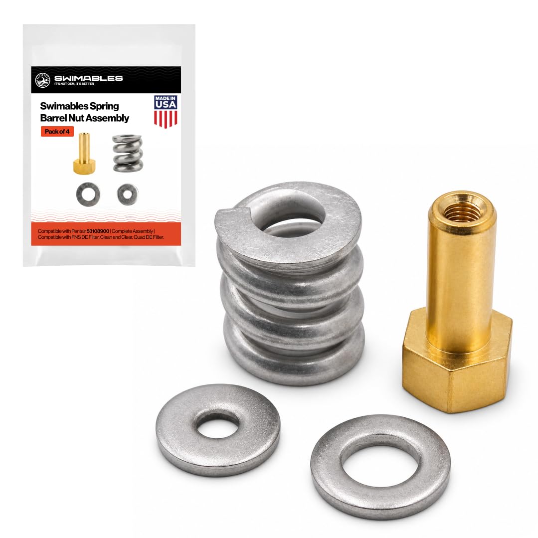 Swimables spring barrel nut assembly for Pentair 53108900 ensures a secure, rust-free clamp fit.