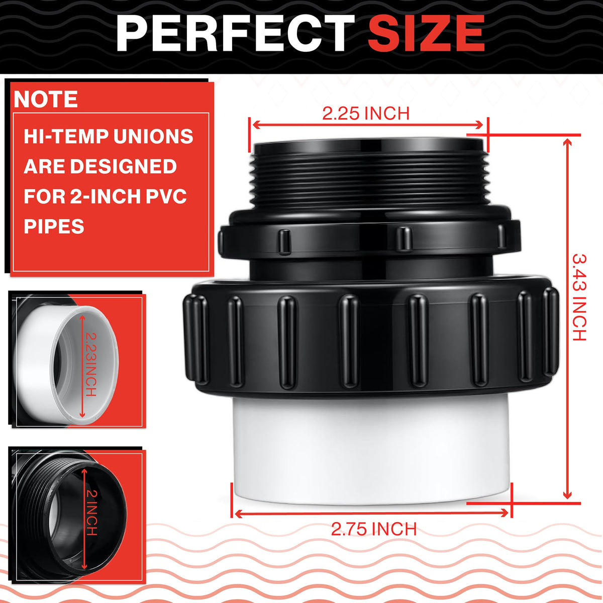 Swimables threaded end 2in union fits Pentair pump inlets