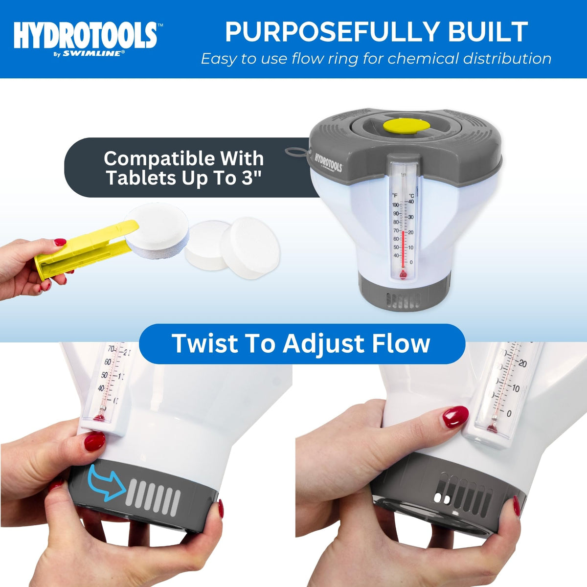 Double reinforced durable material resists pool chemicals and weather