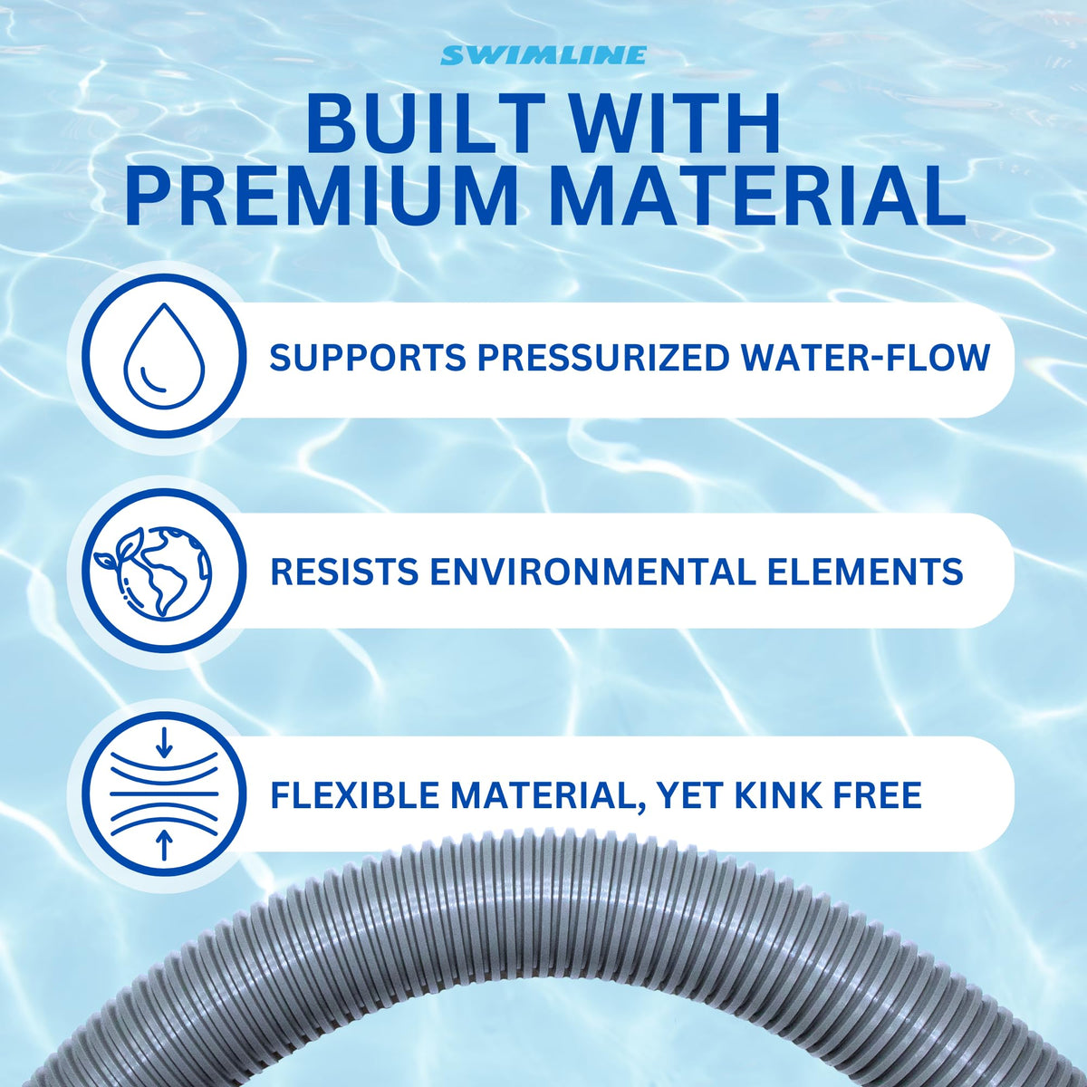 Swimline Hydrotools easy-installation hose designed for quick pool setup