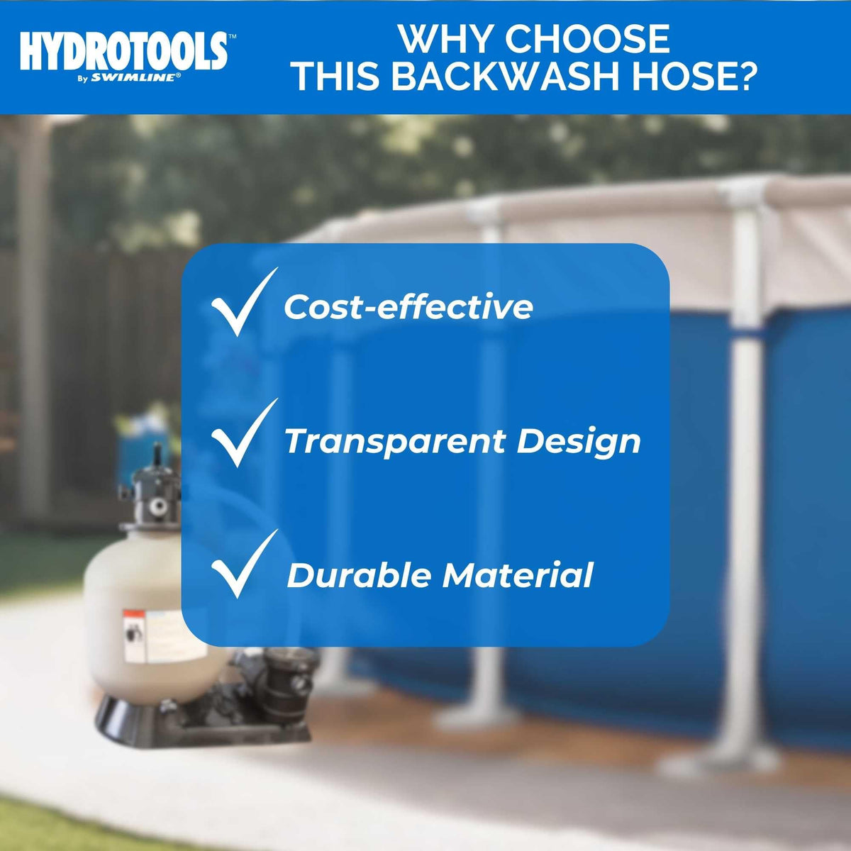 Swimline Hydrotools flat-storage design saves space when not in use.