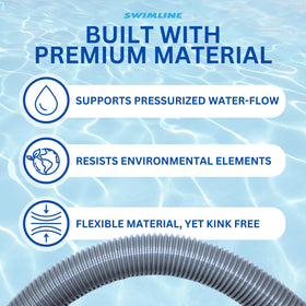 Swimline Hydrotools flexible lightweight hose supports easy handling for various pool layouts.
