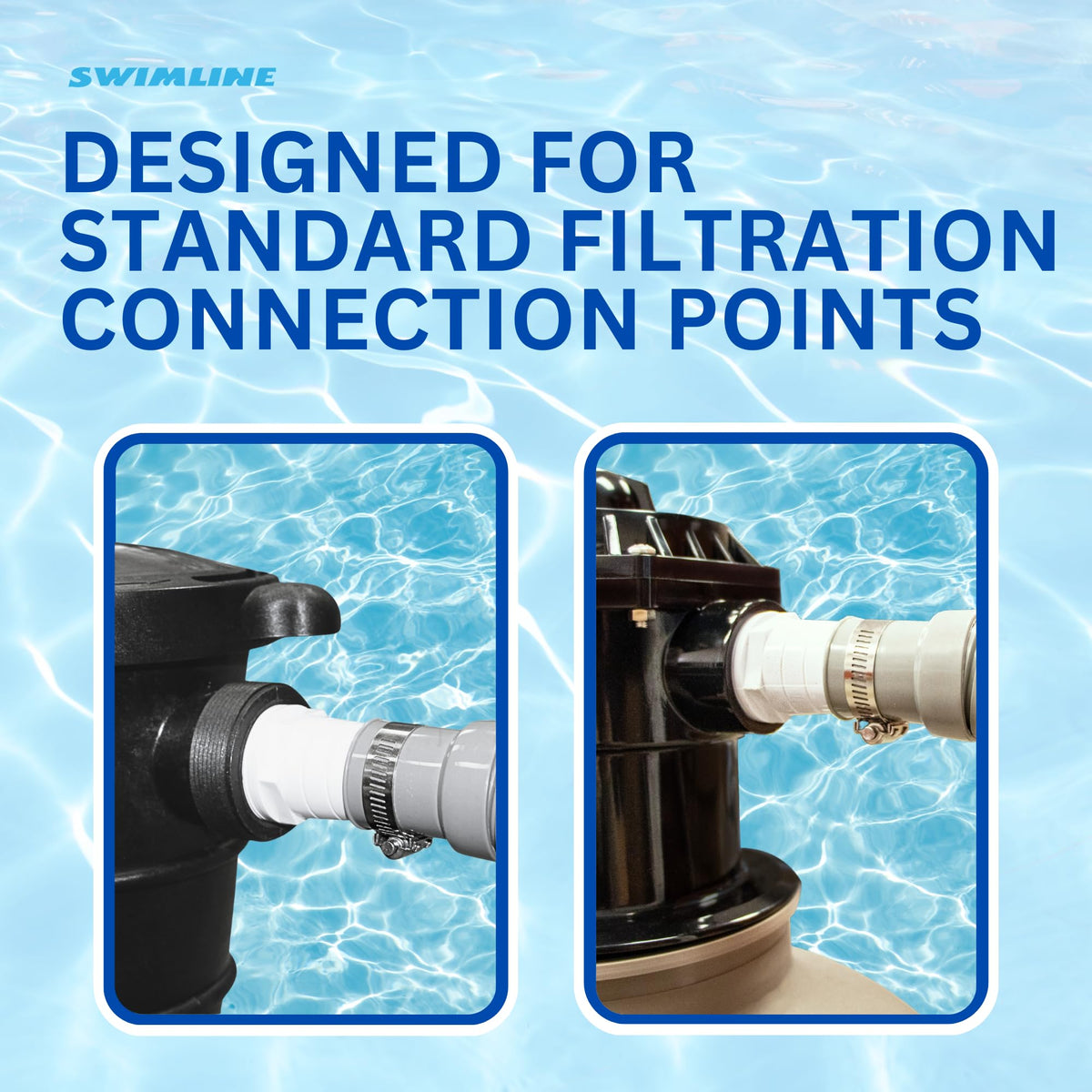 Swimline Hydrotools hose durability withstands chemicals and sunlight for long-lasting pool use.