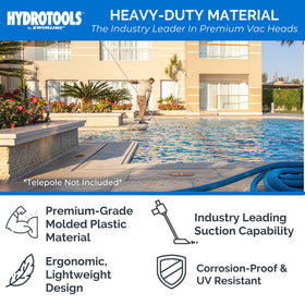 Swimline Hydrotools vacuum head durable UV-resistant body for long-term use.