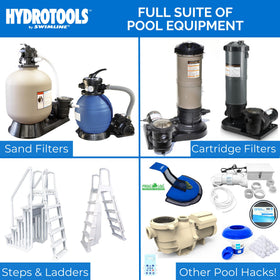 Swimline Hydrotools vacuum head in action capturing leaves and debris.