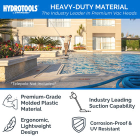 Swimline Hydrotools vacuum head durable UV resistant construction withstands seasons of use