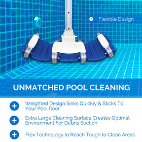 Swimline Hydrotools weighted vacuum head stays submerged for steady suction on the pool floor