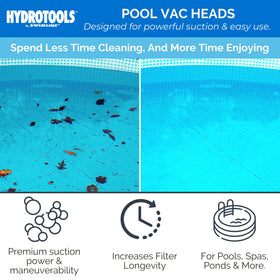 Swimline Hydrotools vacuum head with wheels for easy movement across pool surfaces