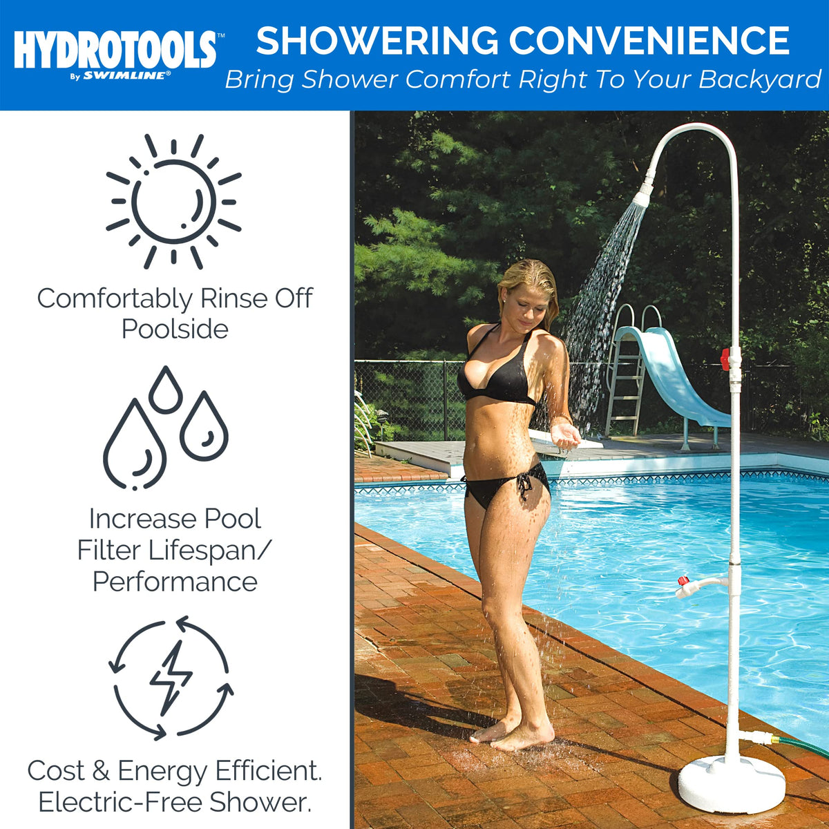 Swimline HydroTools valve controls for precise water flow without electricity.