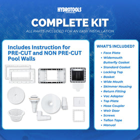 Swimline HydroTools versatile skimmer kit compatible with multiple pool configurations.