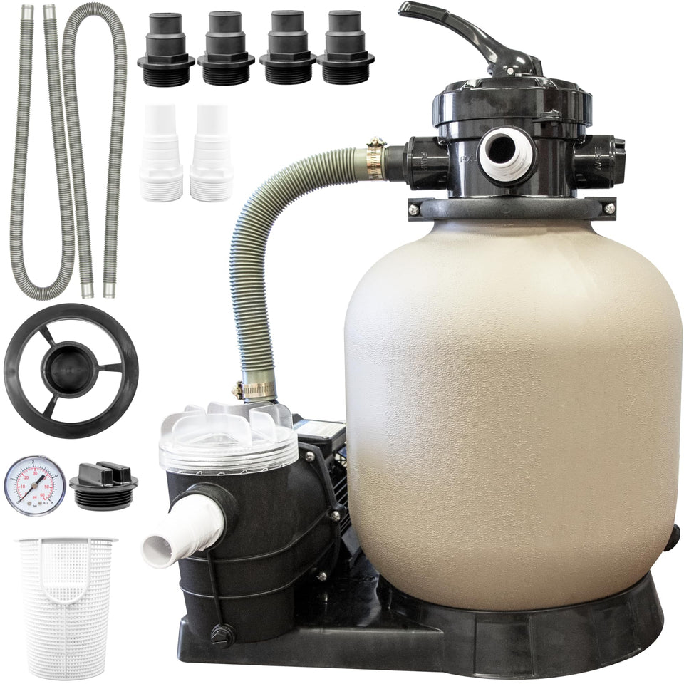 Swimline sand filter pump 14-inch tank front view for efficient above-ground pool filtration