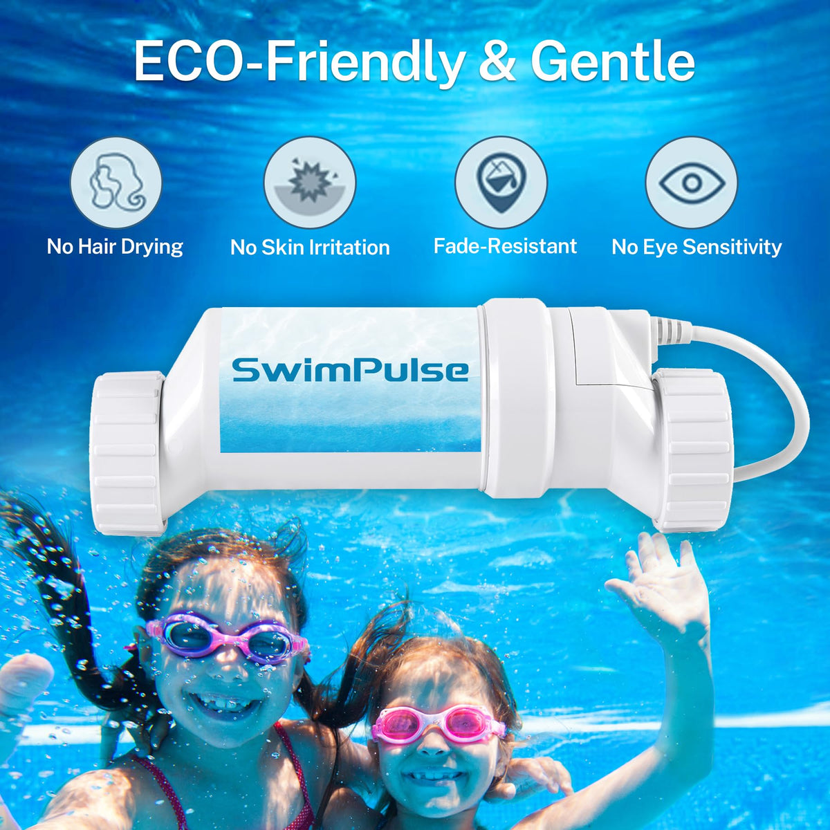 Swimpulse salt cell placed outdoors beside a pool for outdoor use.
