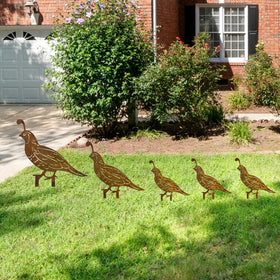 SWNACOR rusty quail garden sculpture enhances porch or path
