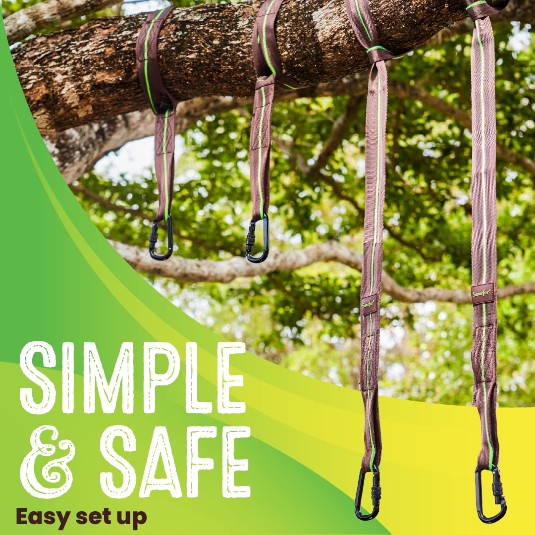 Swurfer hanging kit installation demonstrating quick setup on a branch.
