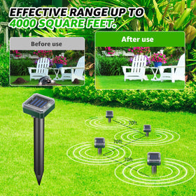 Sxaze Mole Repellent max coverage reveals 7000 sq ft protection across lawns and gardens.