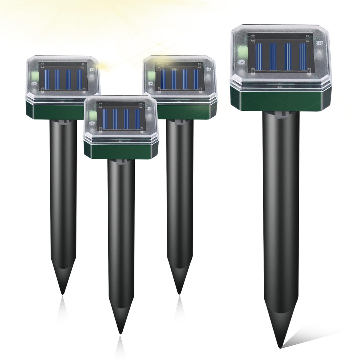 Sxaze Mole Repellent solar panel demonstrates power source for continuous outdoor protection.