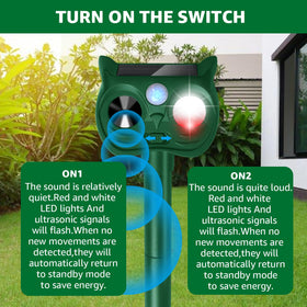 Sxaze LED strobe activated during operation deters wildlife at night.