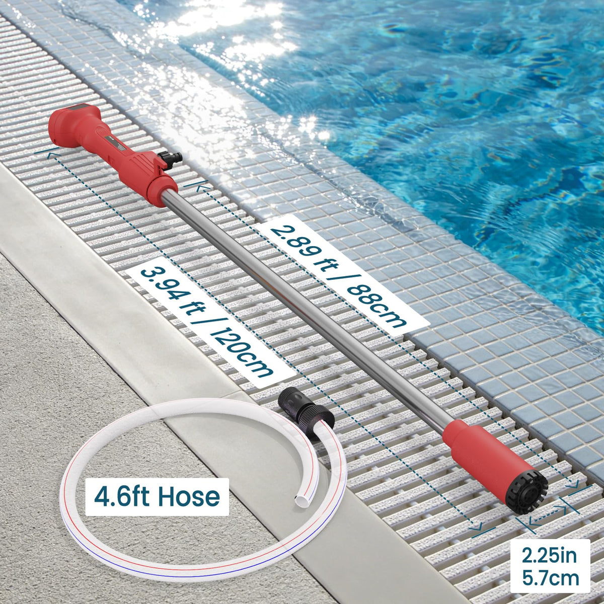 SXBSXB three-quarter-inch outlet and two-and-a-quarter-inch inlet fit common hoses.