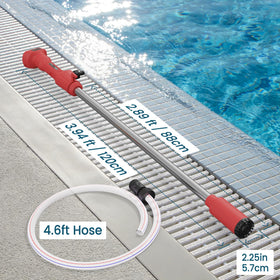 SXBSXB three-quarter-inch outlet and two-and-a-quarter-inch inlet fit common hoses.
