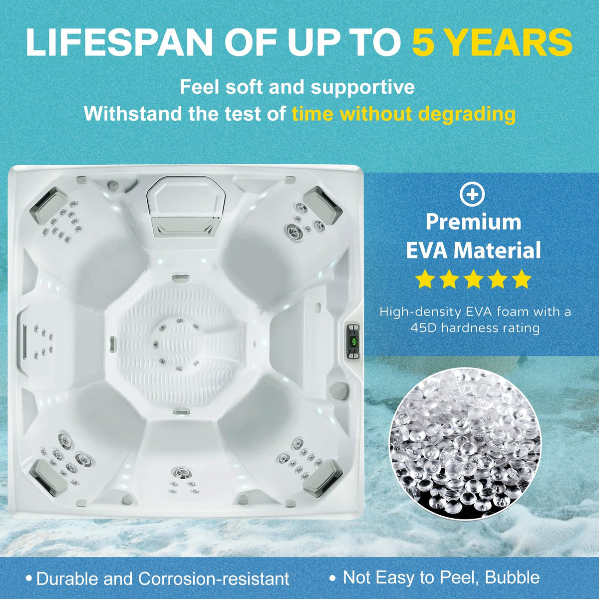 Sxmprail 78160 spa pillow made of durable EVA foam for longevity.