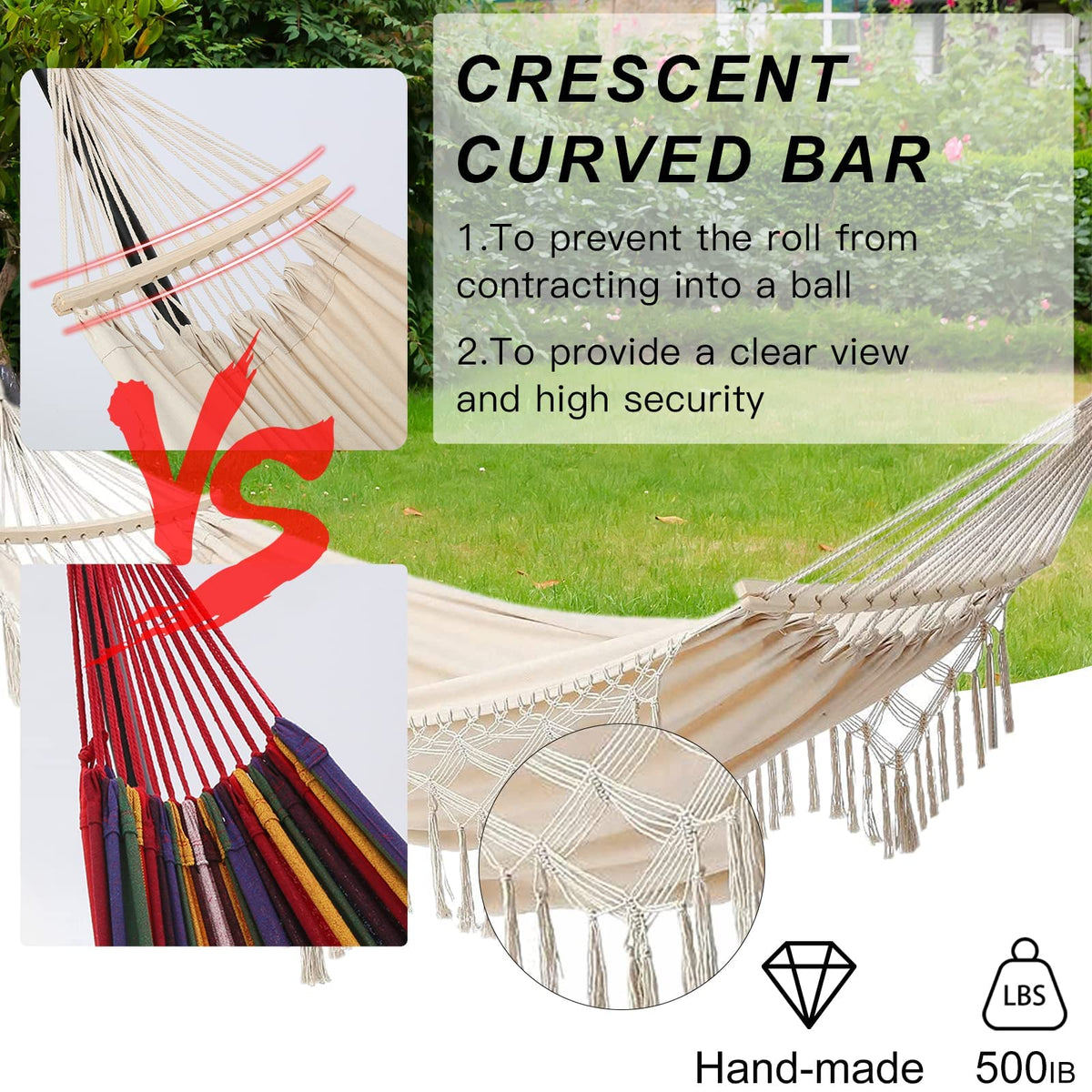 SXSEAGLE double-size hammock suitable for two, perfect for patios and gardens.