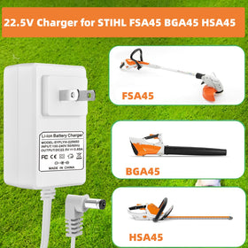 SYFLYH 22.5V charger for STIHL FSA45 side view highlighting safety features