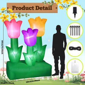 Syhood 6 ft outdoor tulip decor with LED light for evening ambiance.