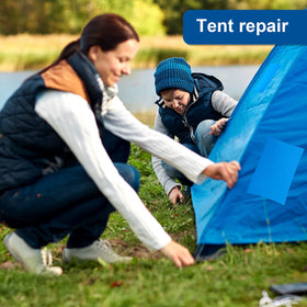 Syhood patch on pool liner illustrates wide compatibility with inflatables and outdoor gear