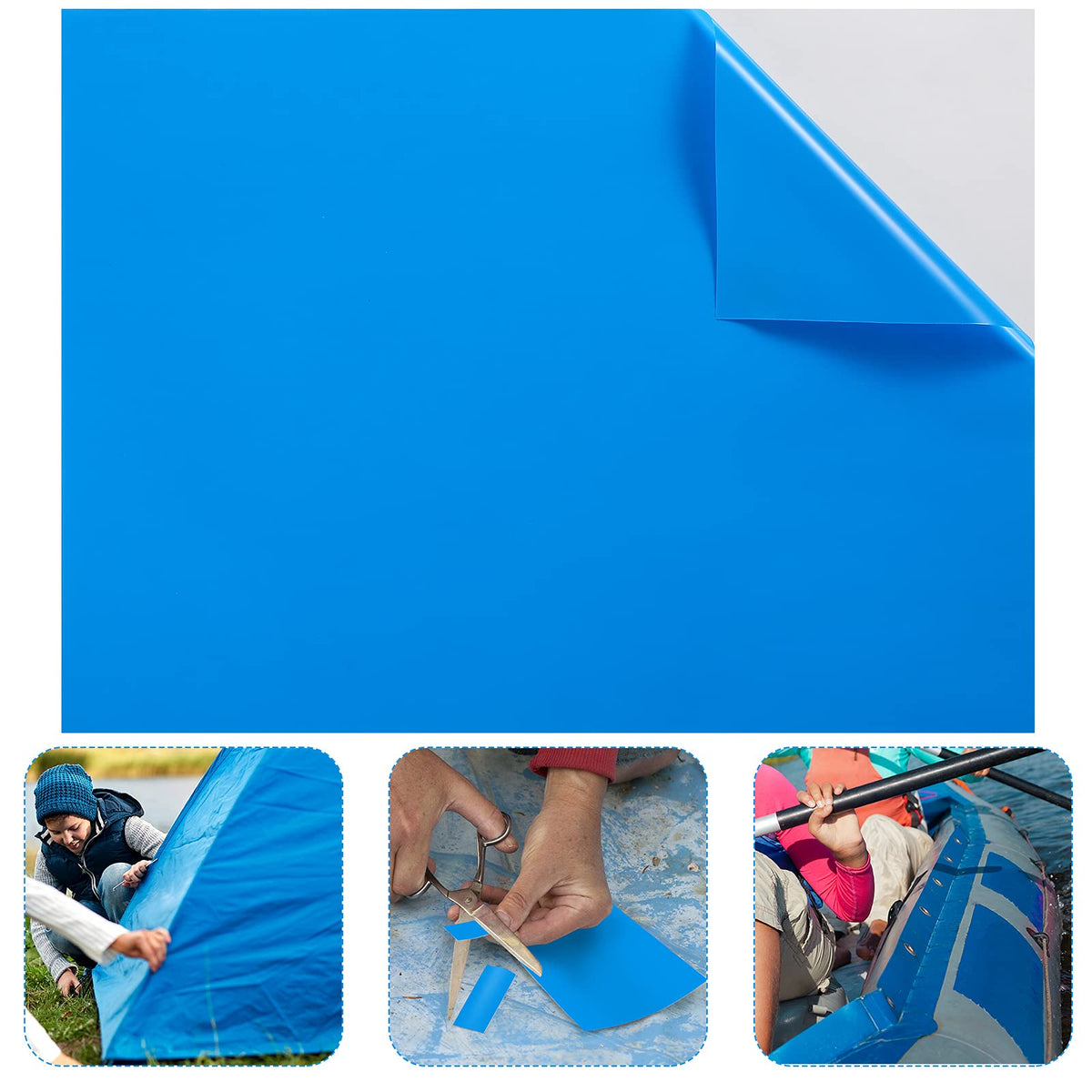Syhood pool liner repair patch 49x34 inch blue for quick inflatable repairs