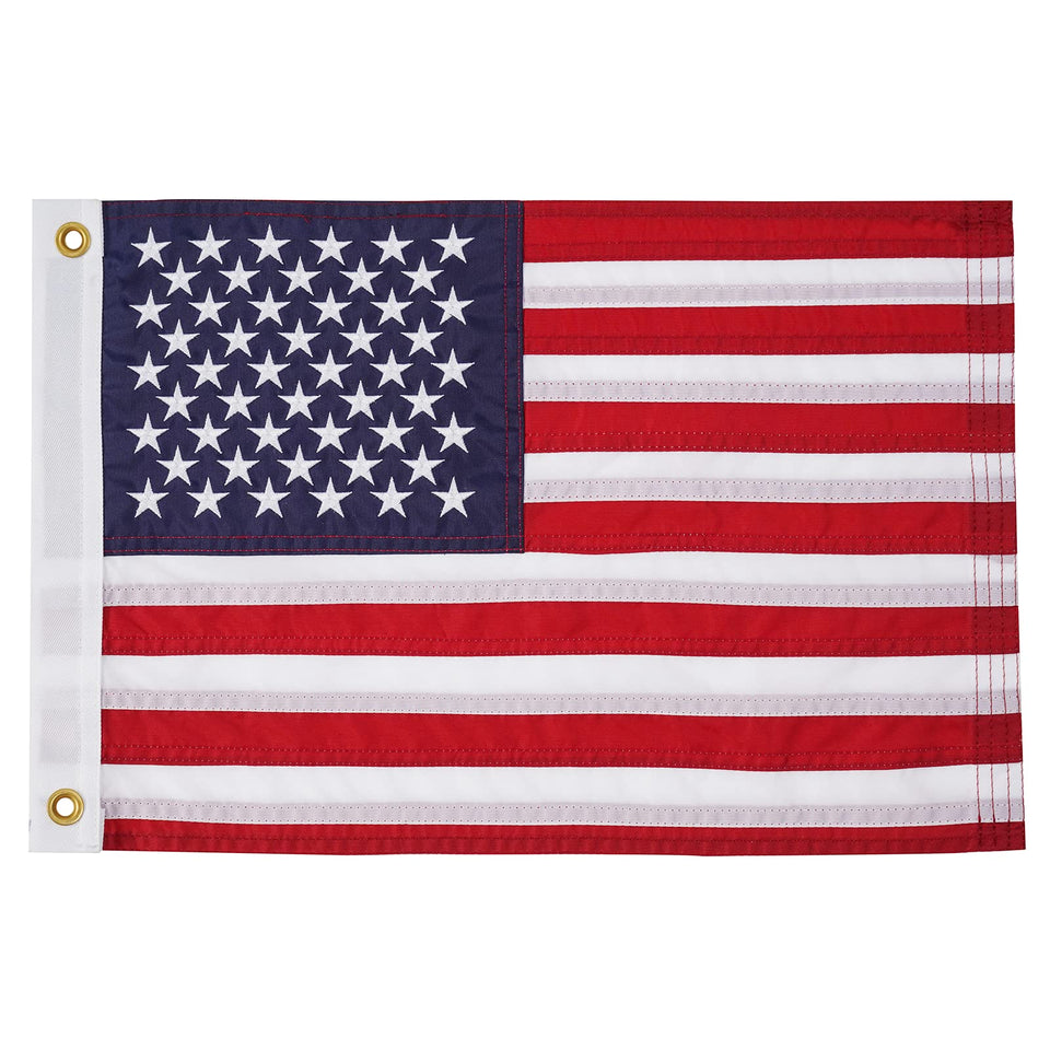 SYII American Flag 12x18 with embroidered stars for durable outdoor display