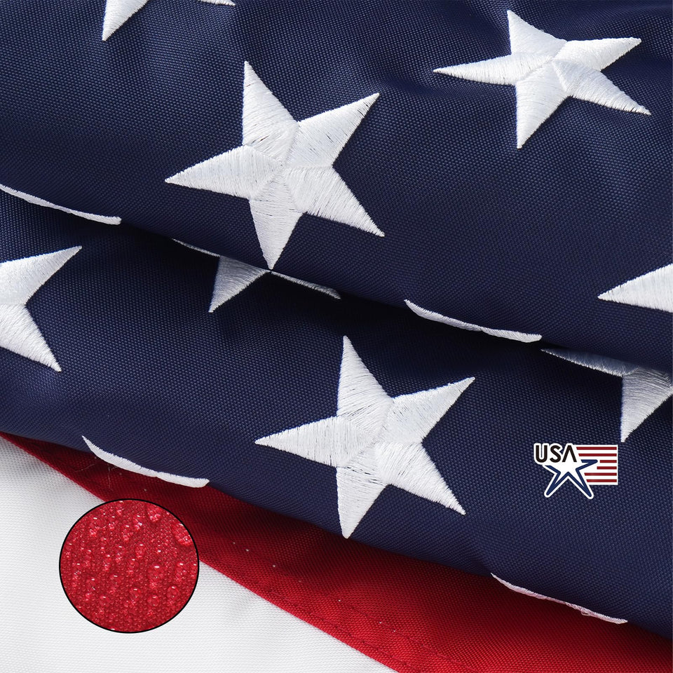 SYII American flag 3x5 outdoor nylon flag ready for long-lasting outdoor display in windy conditions.
