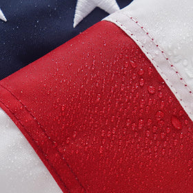 Fade-resistant SYII flag retains vibrant red, white, and blue colors outdoors.
