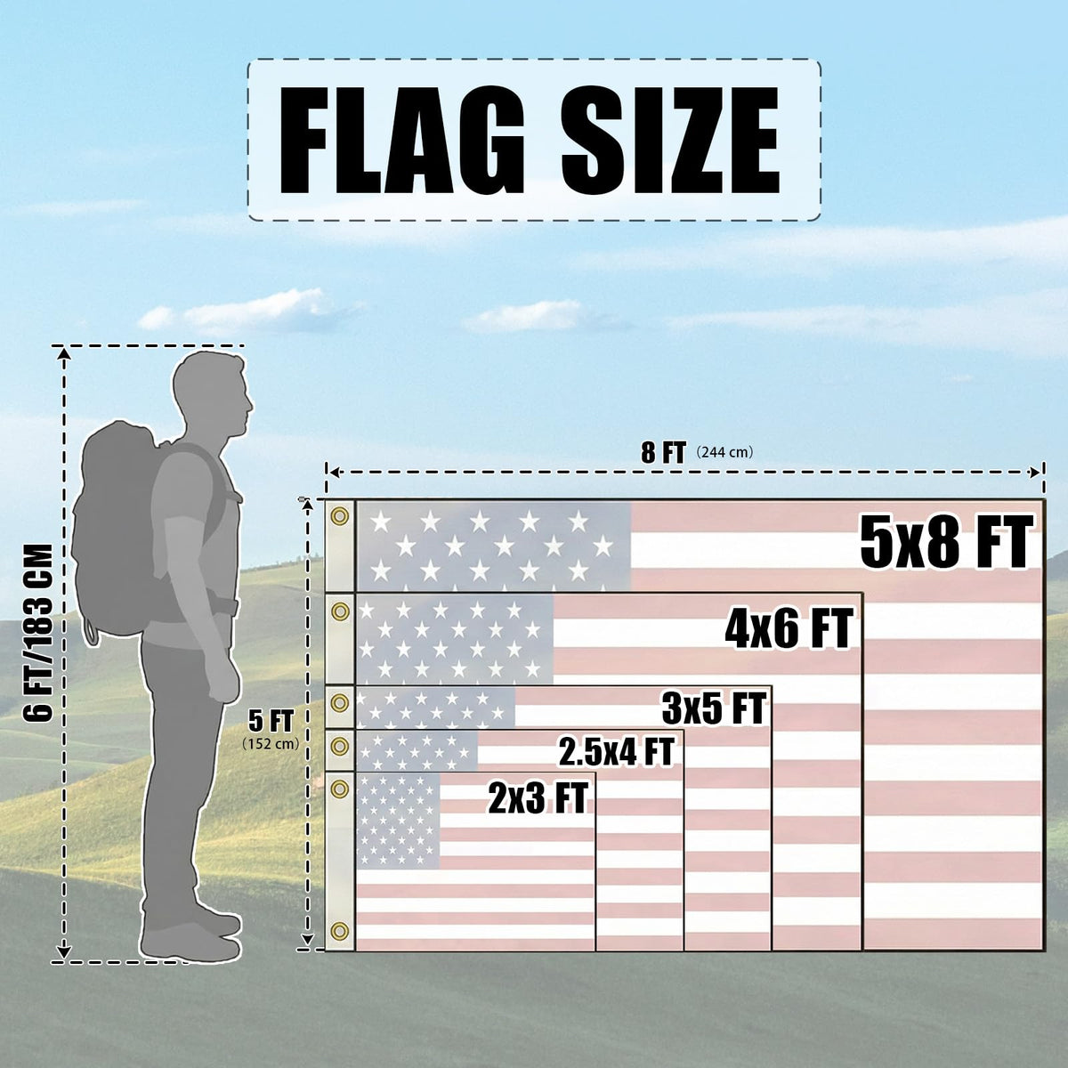 Ideal SYII flag for yard displays or storefronts, showcasing patriotism with vivid colors.