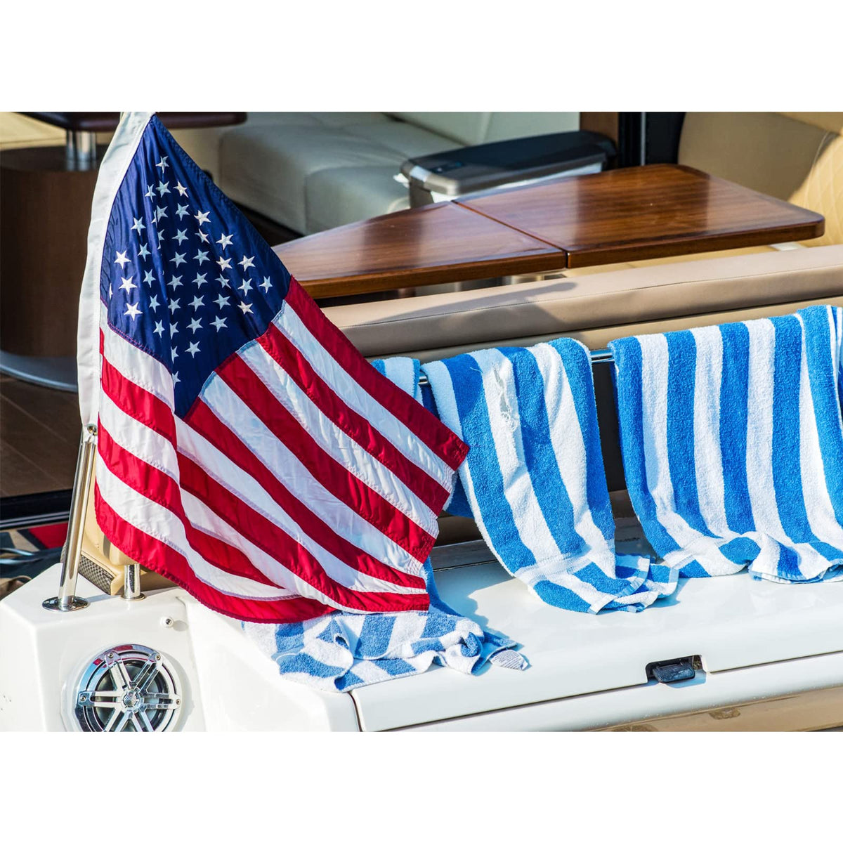 SYII flag indoors on wall for compact patriotic décor