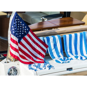 SYII flag indoors on wall for compact patriotic décor
