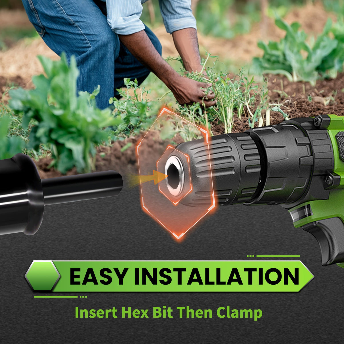 SYITCUN half-inch hex drive attachment fits standard drills for easy setup.