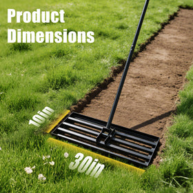 SYITCUN rake showing ergonomic bent handle for reduced wrist fatigue