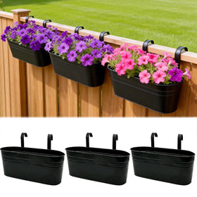 SYITCUN 16-inch railing planter on a balcony rail for herbs and vines.